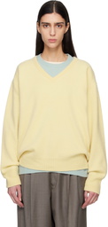 ssstein Yellow Pure Cashmere Knit V Neck LS Sweater