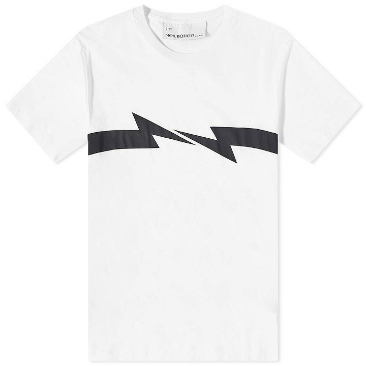 Photo: Neil Barrett Men's Horizontal Print Bolt T-Shirt in White/Black