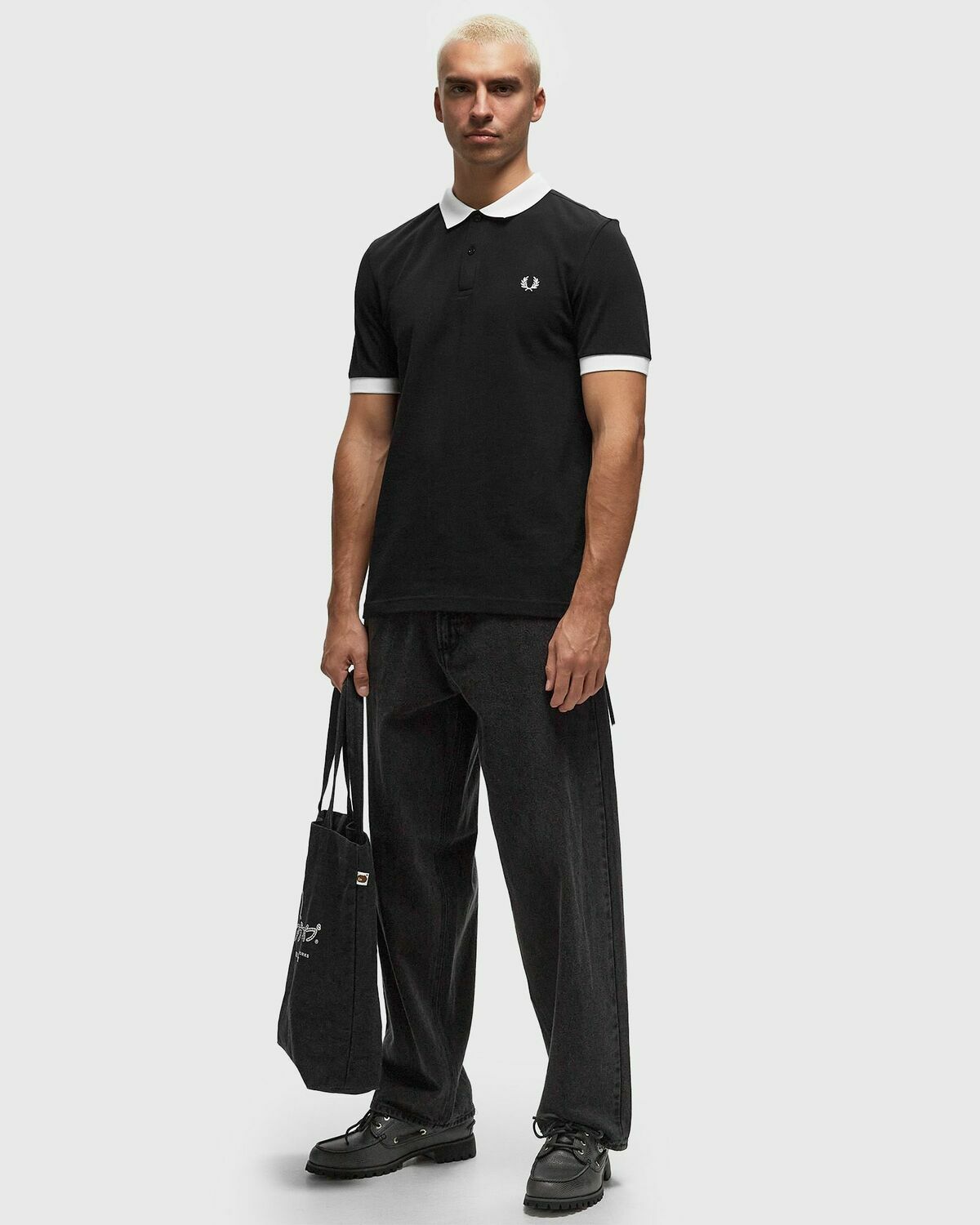Fred Perry X Mastermind Plain Polo Shirt Black Polos Fred Perry