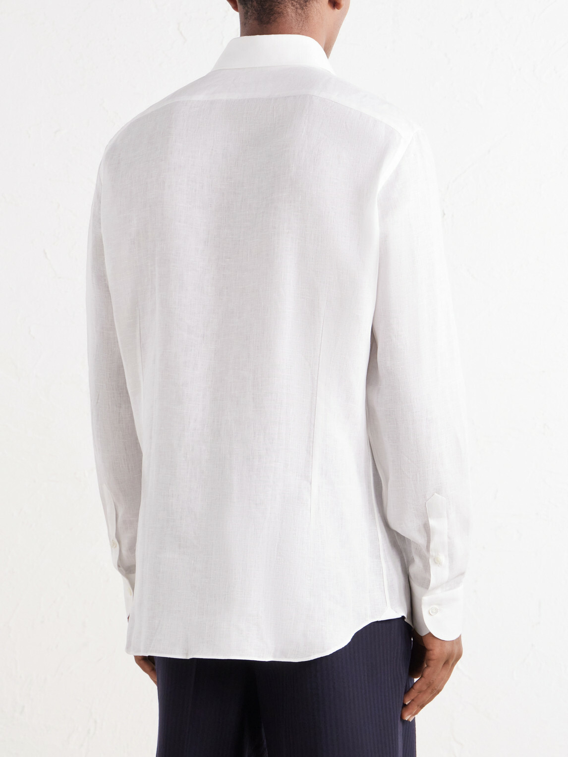 Thom Sweeney - Linen Straight Point Collar Shirt - Neutrals