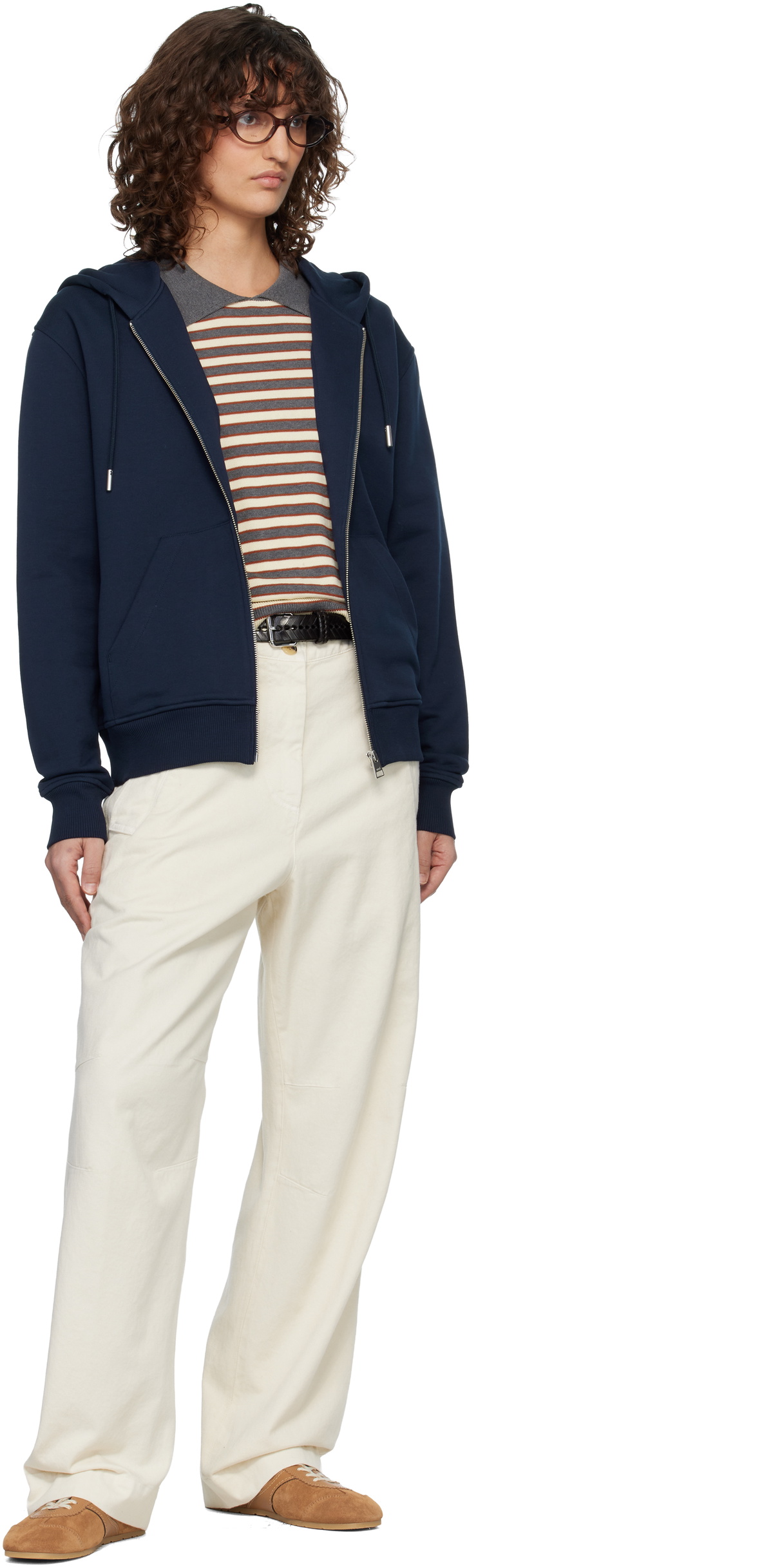AMI Paris Navy Ami de Coeur Zipped Hoodie