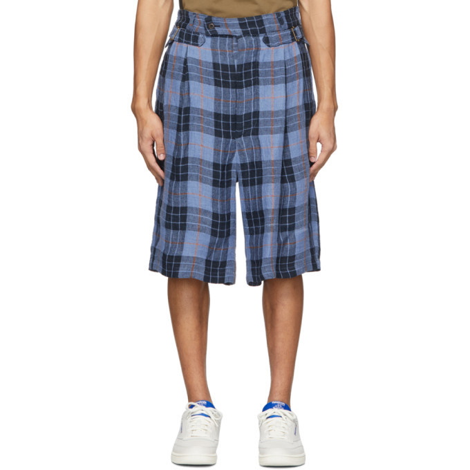 Photo: Nicholas Daley Navy and Blue Check Shorts