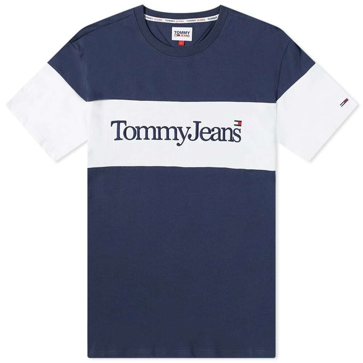Photo: Tommy Jeans Men's Classic Serif Linear Block T-Shirt in Navy