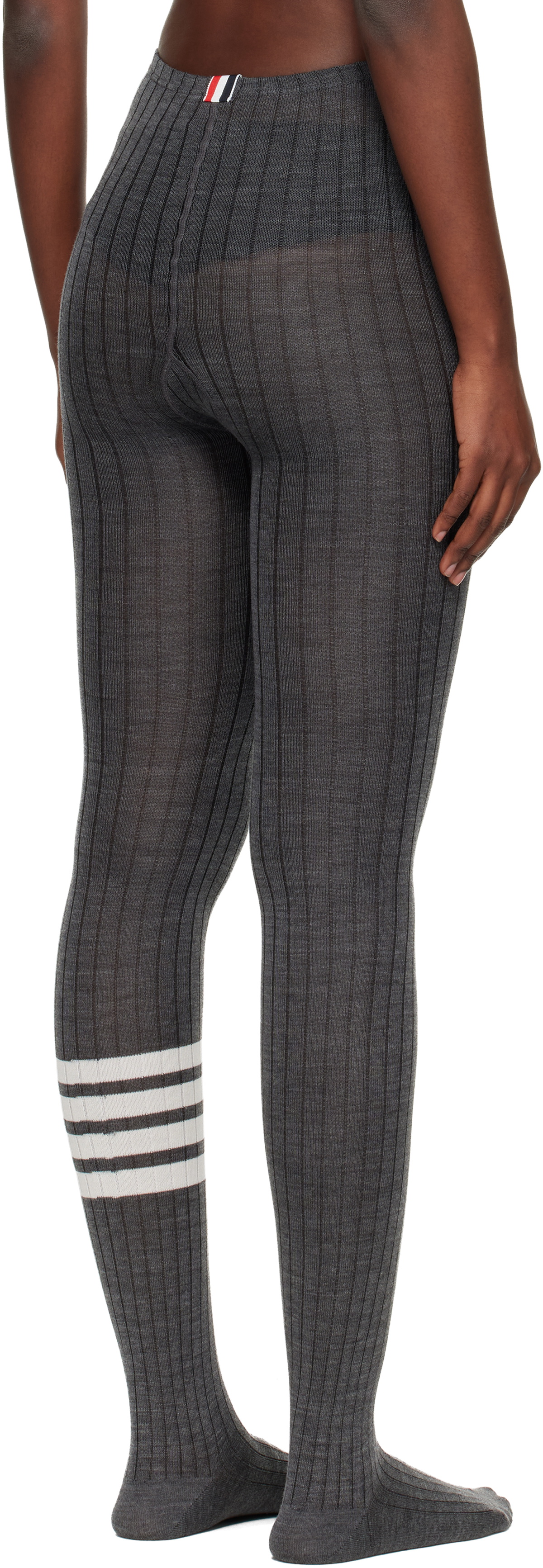 Thom Browne Gray Opaque Rib 4-Bar Tights
