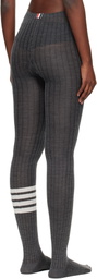 Thom Browne Gray Opaque Rib 4-Bar Tights