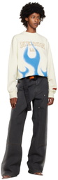 Heron Preston White Law Flames Sweatshirt