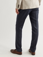 Brunello Cucinelli - Pleated Houndstooth Virgin Wool and Silk-Blend Suit Trousers - Blue