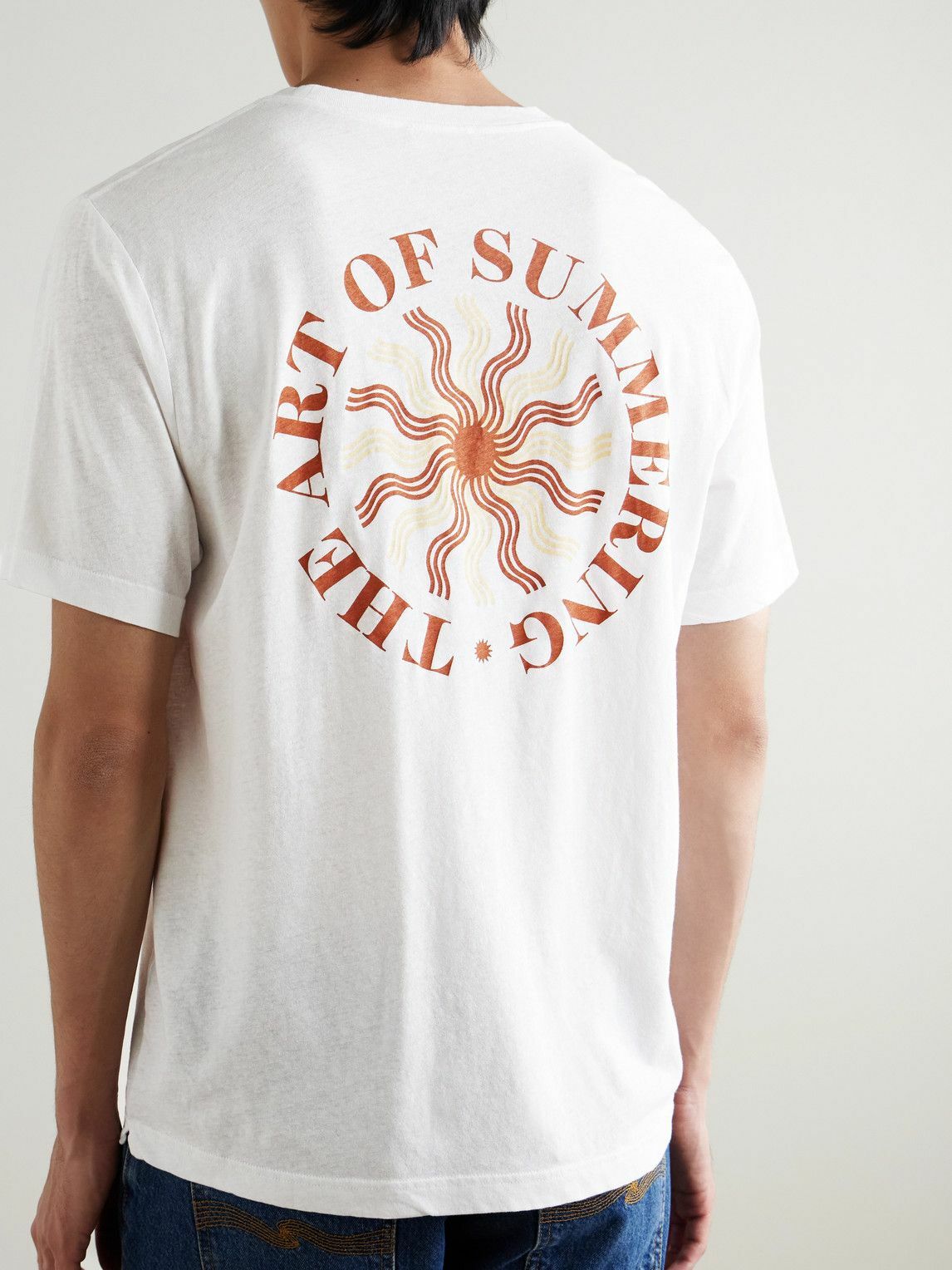 Frescobol Carioca - Dinis Clube de Praia Printed Cotton and Linen-Blend Jersey T-Shirt - White