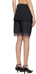 Maison Margiela Black & Gray Skirt-Overlay Shorts