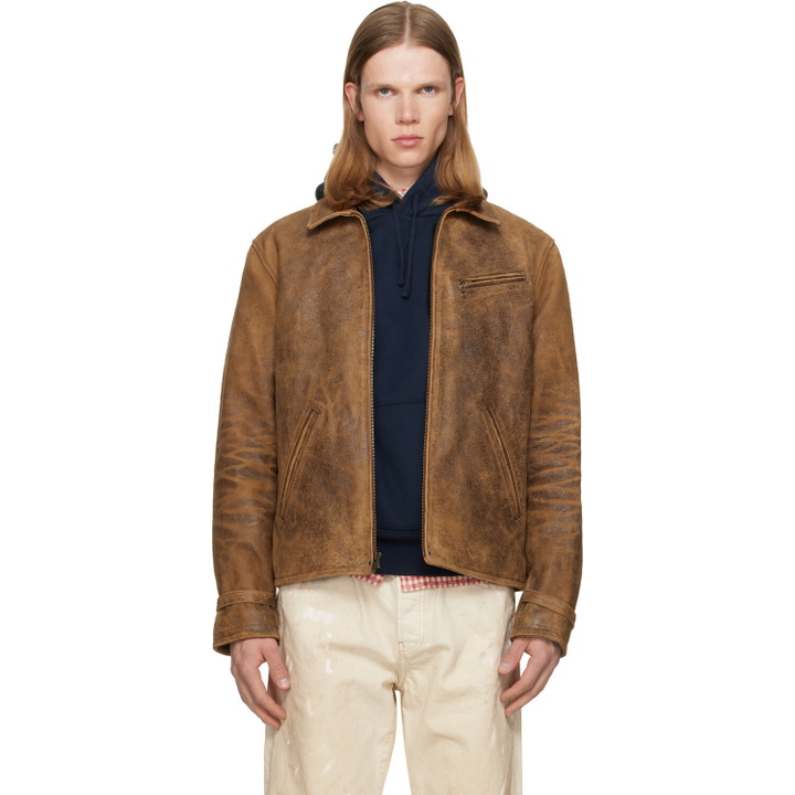 Photo: Polo Ralph Lauren Brown Leather Bomber Jacket
