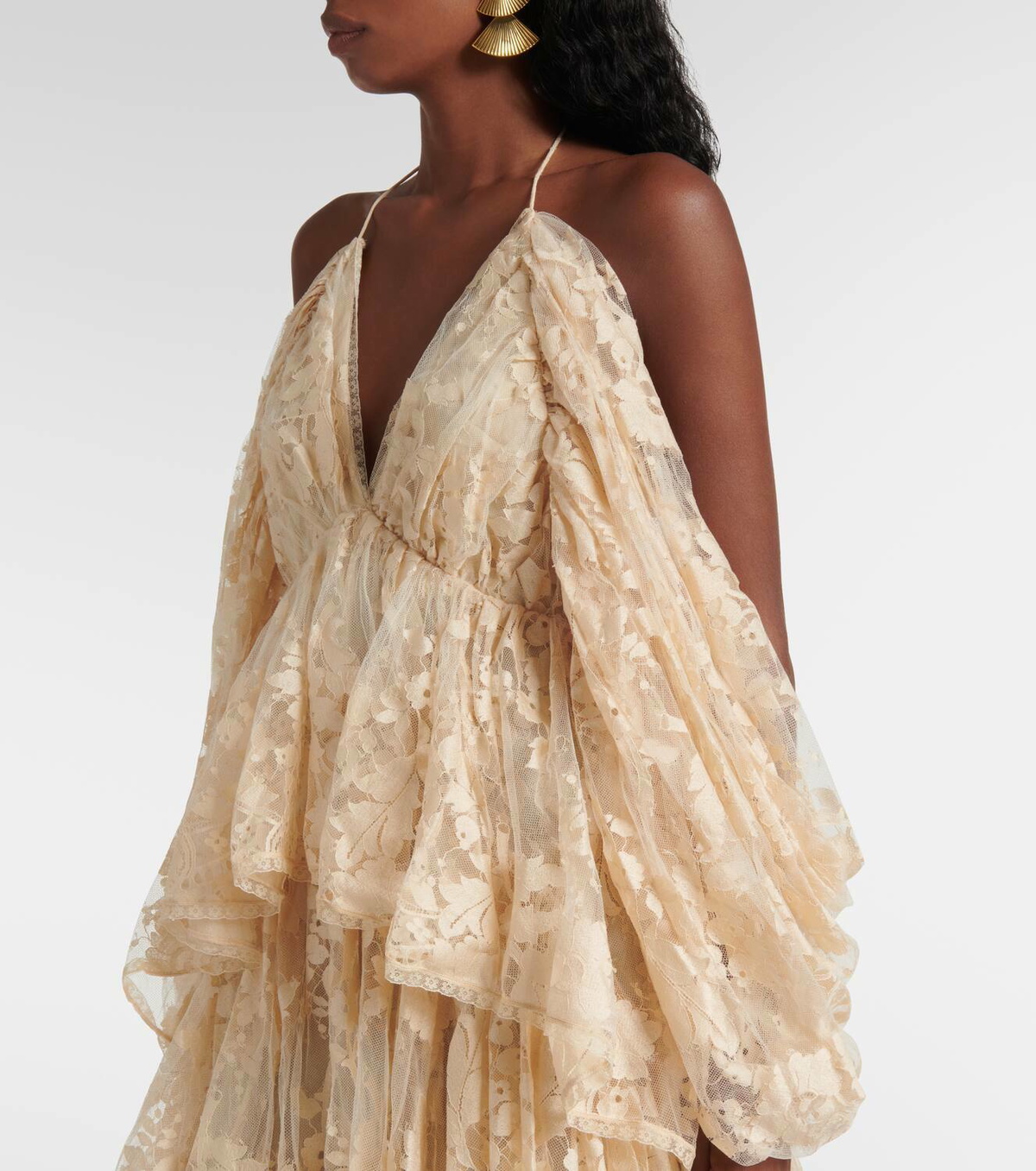 Zimmermann Illustration asymmetric floral lace minidress