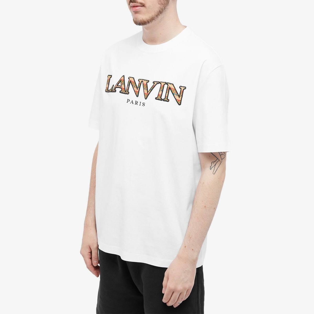 Lanvin Crew-Neck T-Shirt with 'curb' Logo Embroidery White / S