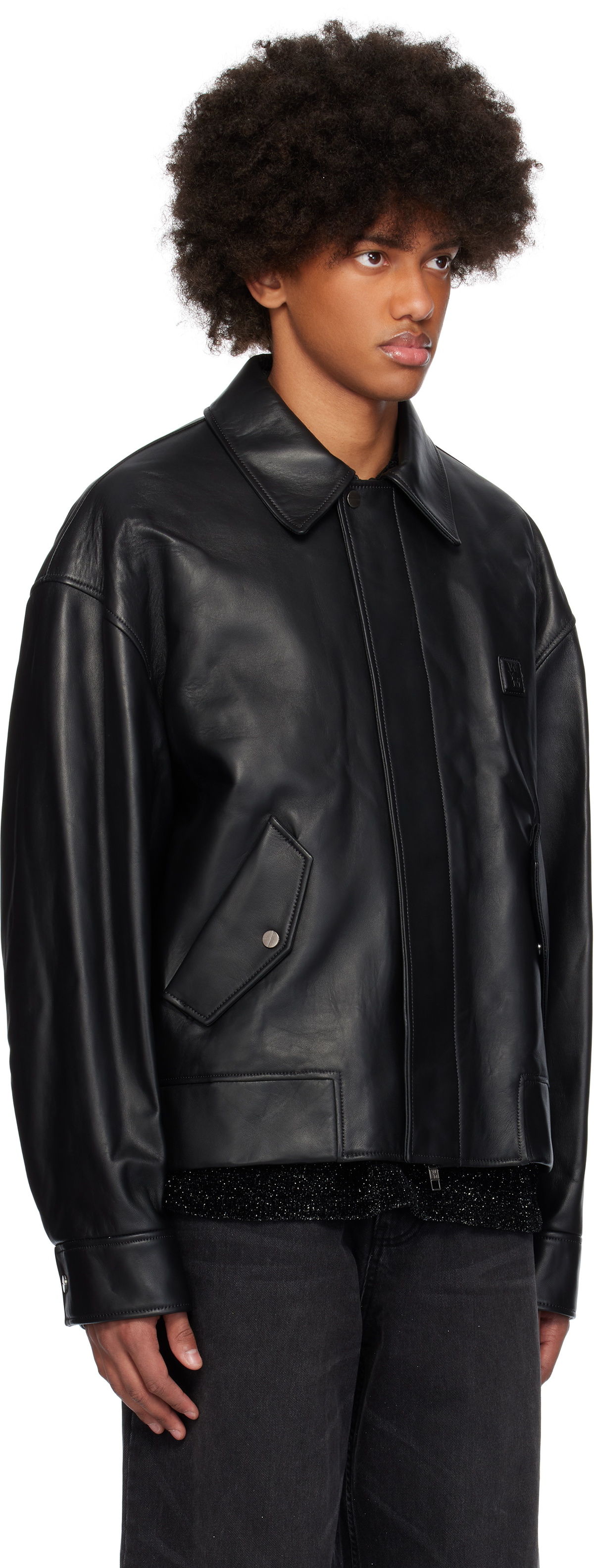 ジャケット・アウター wooyoungmi Black Leather JKT WOOYOUNGMI Black Padded Leather Jacket Wooyoungmi