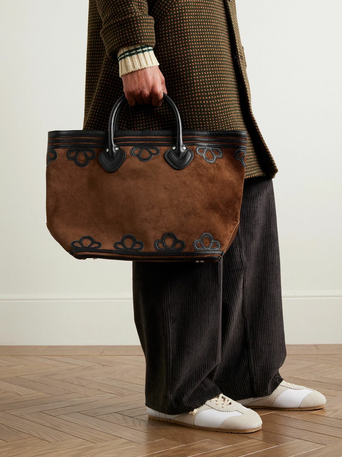 BODE - Leather-Trimmed Suede Tote Bag
