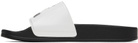 Moschino White & Black '100% Pure Moschino' Pool Slides