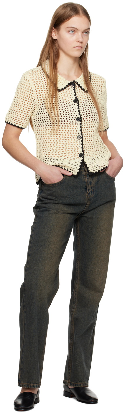 WYNN HAMLYN Off-White Spread Collar Shirt