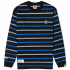 Men's AAPE Now Stripe Long Sleeve T-Shirt in Black (Blue)