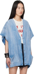 R13 Blue Sleeveless Boxy Cardigan