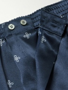 Derek Rose - Brindisi Printed Silk-Satin Boxer Shorts - Blue