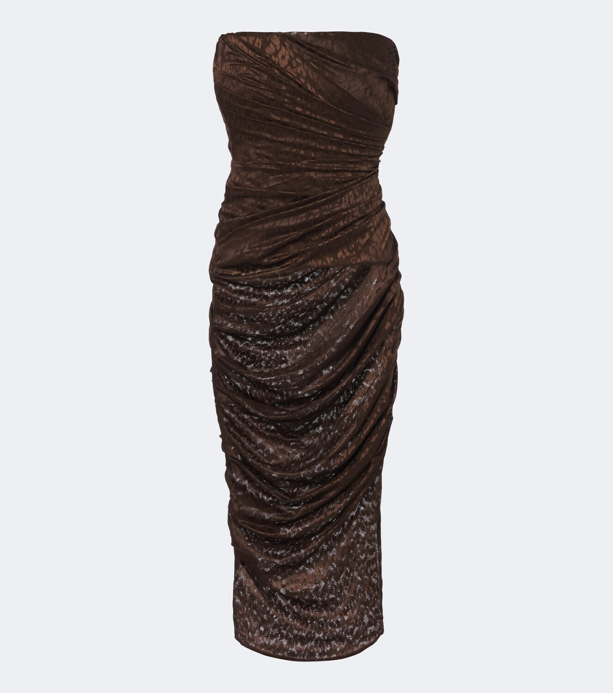Alex Perry Leopard-print ruched lace midi dress