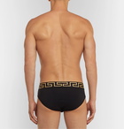 Versace - Two-Pack Logo-Detailed Stretch-Cotton Briefs - Black