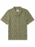 A Kind Of Guise - Gioia Camp-Collar Crocheted Cotton Shirt - Green