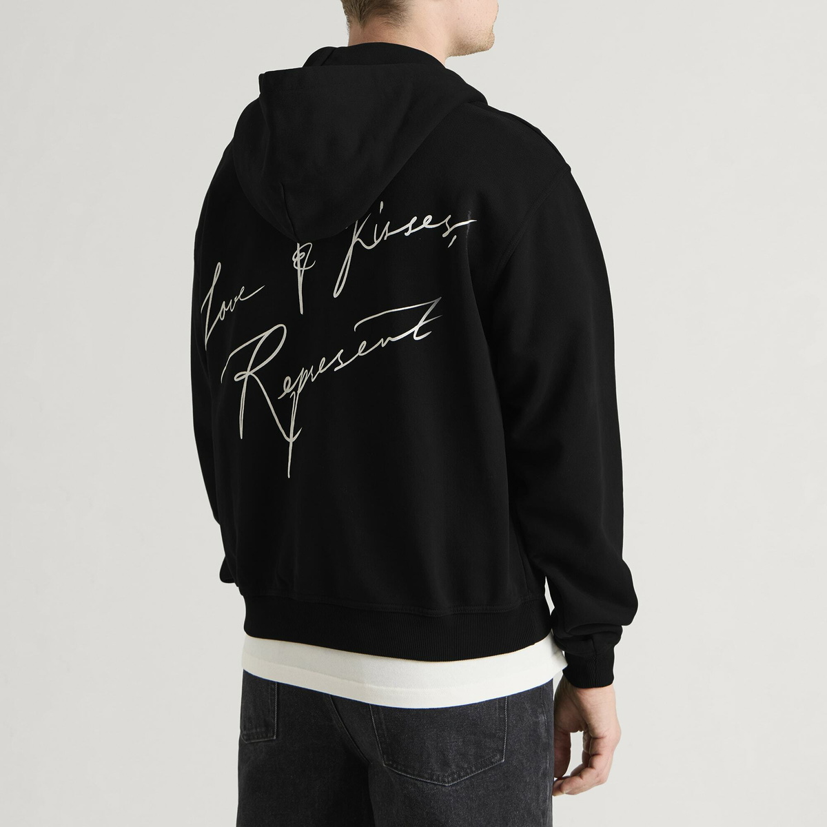 Represent Men's Love And Kisses Zip Through Hoodie in Jet Black