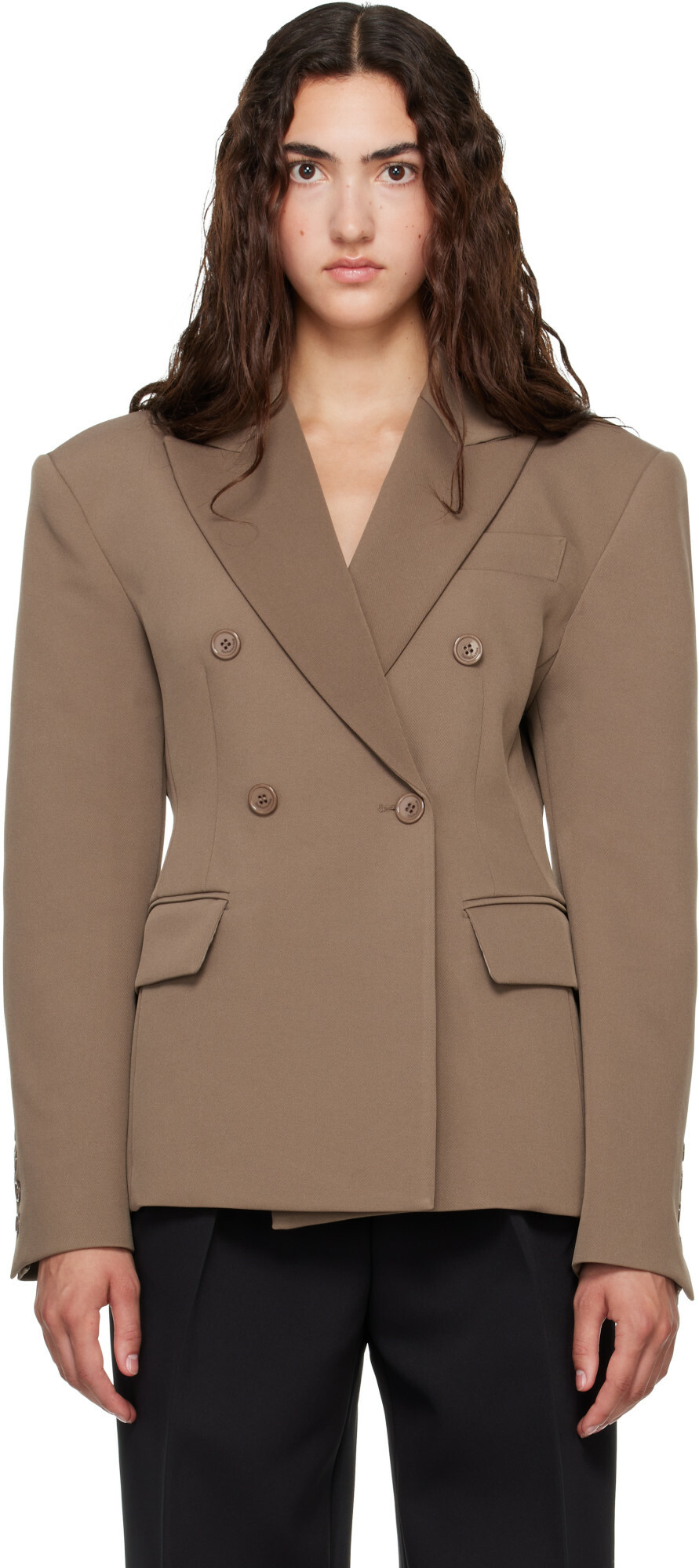 The Frankie Shop Taupe Doyer Cinched Blazer