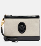 Versace Rivière leather-trimmed canvas pouch