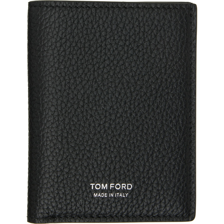 Photo: TOM FORD Black Grain Leather Folding Card Holder