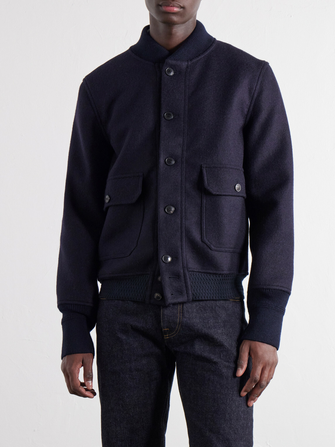Fortela - Cruiser Wool Bomber Jacket - Blue
