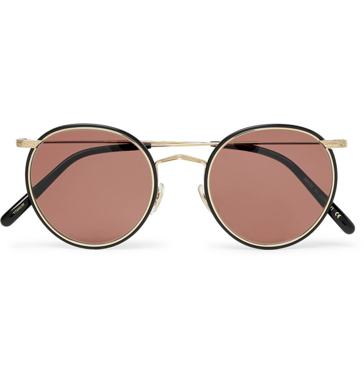Photo: Oliver Peoples - Round-Frame Titanium Sunglasses - Gold