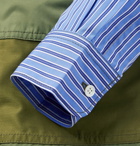 Comme des Garçons HOMME - Slim-Fit Panelled Printed Cotton-Blend and Striped Cotton-Poplin Shirt - Green