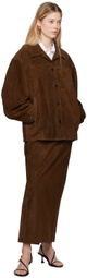 LE17SEPTEMBRE Brown Spread Collar Leather Jacket
