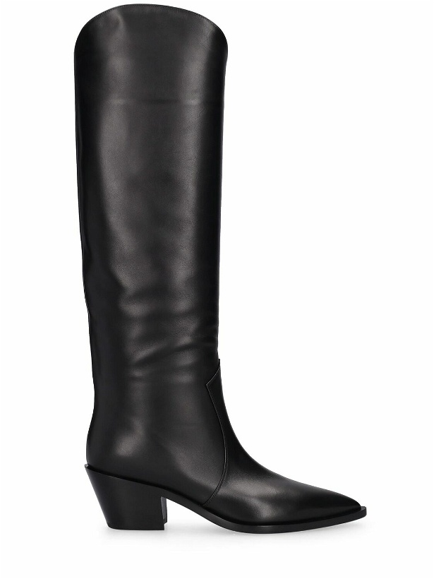 Photo: GIANVITO ROSSI - 45mm Leather Cowboy Tall Boots