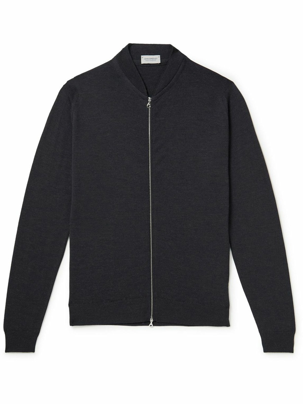 Photo: John Smedley - Maclean Slim-Fit Merino Wool Zip-Up Cardigan - Gray