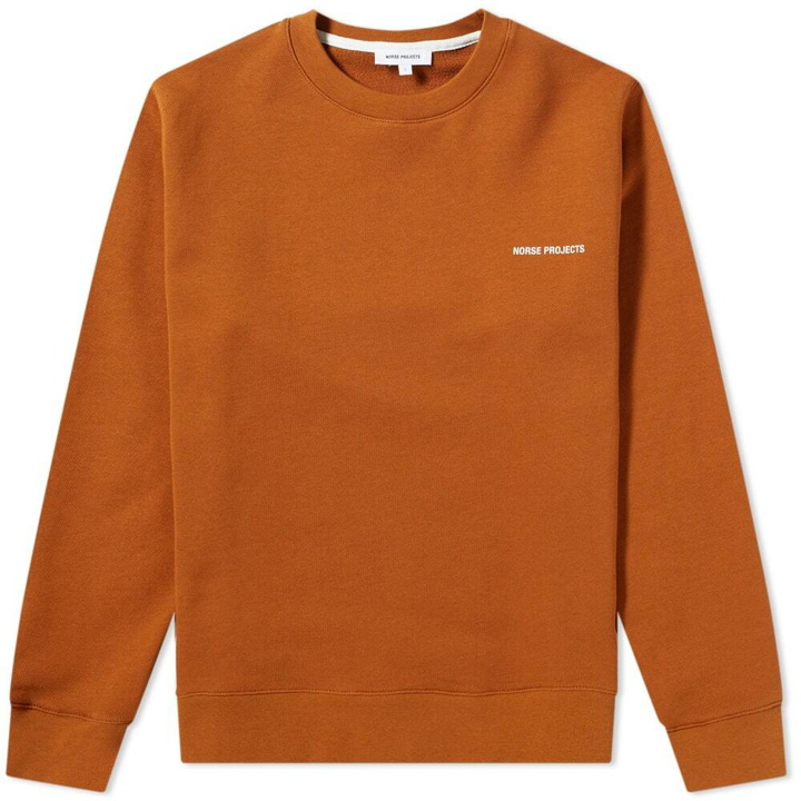 Photo: Norse Projects Men's Vagn Logo Crew Sweat in Rufous Orange