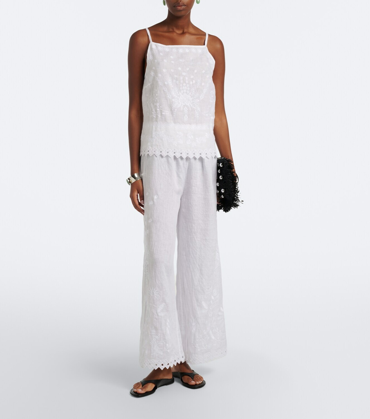 Eres Albatre embroidered linen wide-leg pants