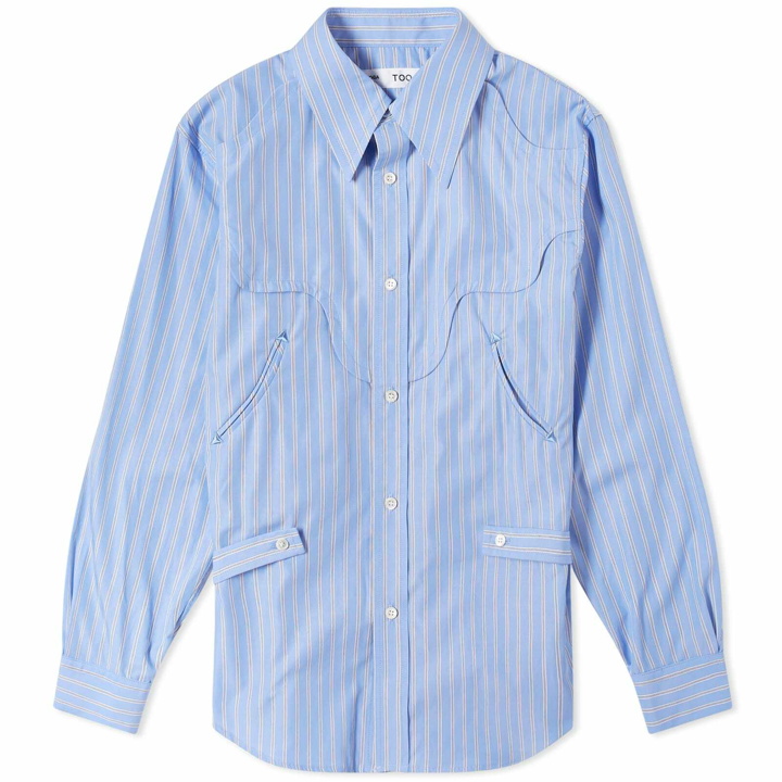 Photo: TOGA Women's Stripe Cotton Shirt in Light Blue