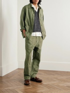 Needles - Straight-Leg Logo-Embroidered Cotton Drawstring Trousers - Green