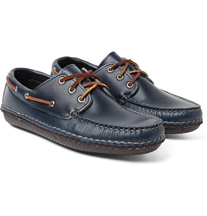 Photo: Quoddy - Boat Moc II Leather Boat Shoes - Storm blue