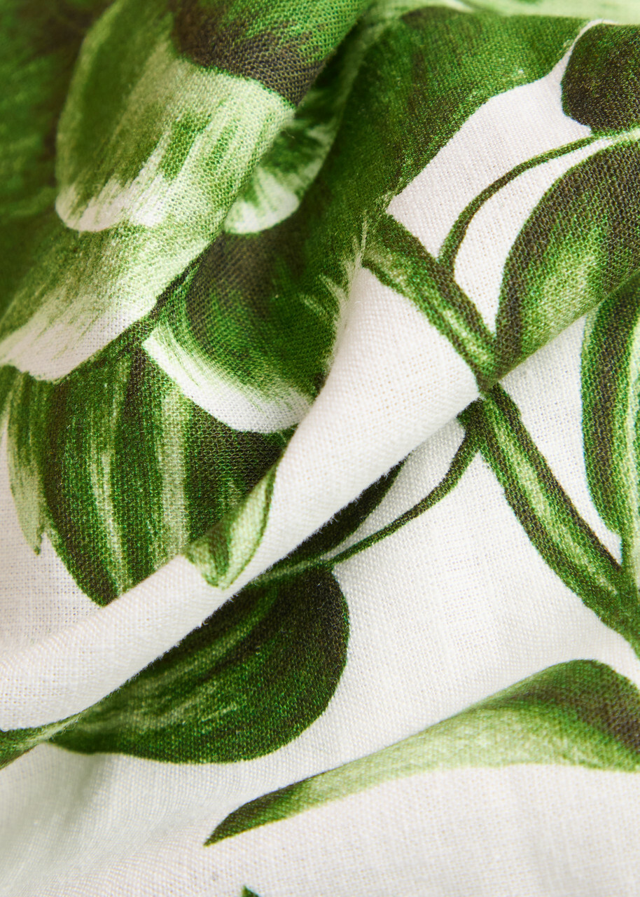 Farm Rio Floral-print Linen-blend Maxi Dress Green
