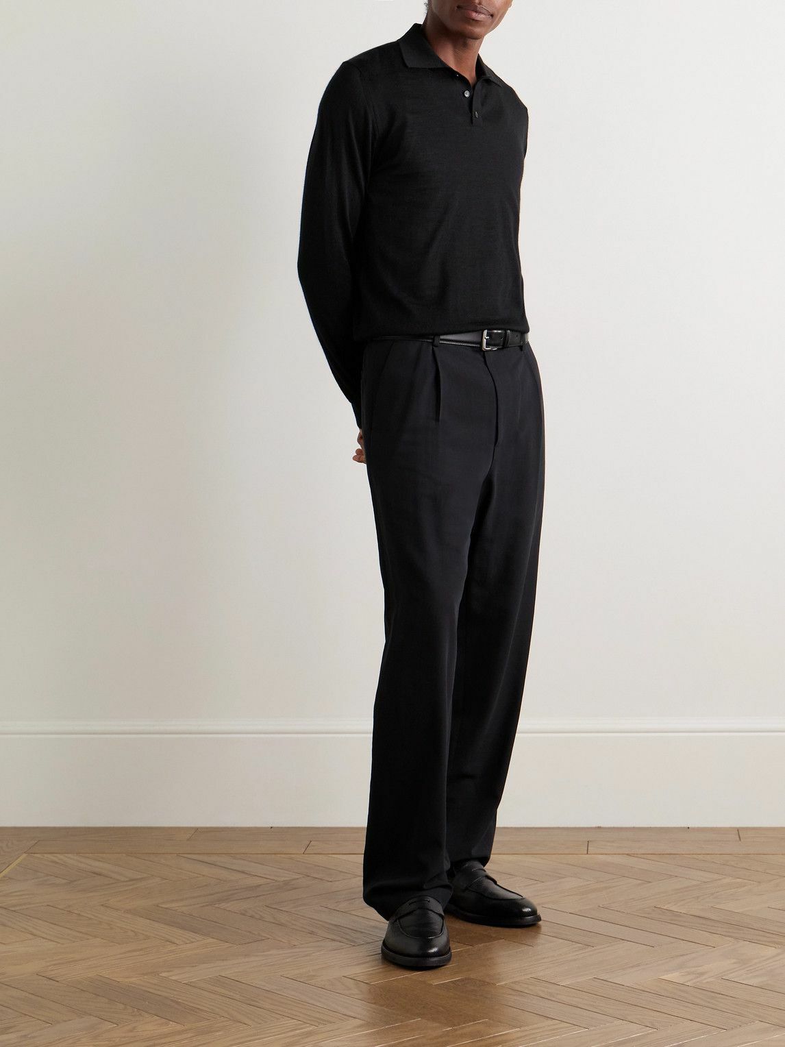 Incotex - Incotex Zanone Slim-Fit Cashmere and Silk-Blend Polo Shirt - Black