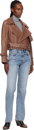 Nour Hammour Tan Hatti Cropped Leather Jacket