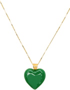 VEERT Gold & Green Enamel Heart Pendant Necklace