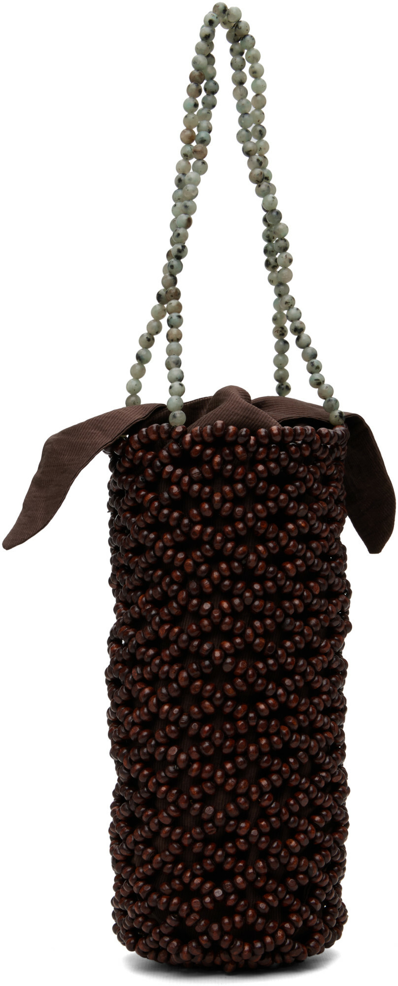 Cordera Brown Handmade Wooden Beaded Bag