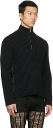 Dion Lee Black Side Lace Zip-Up Sweater