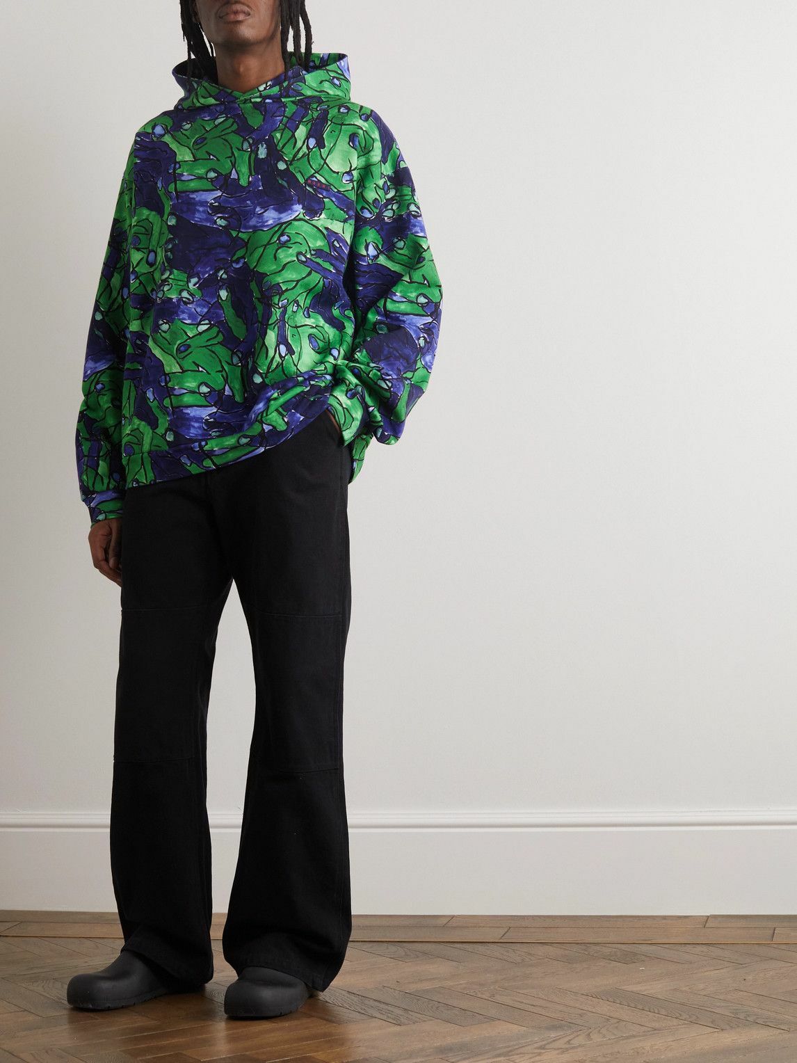 Marni - Printed Cotton-Jersey Hoodie - Green Marni