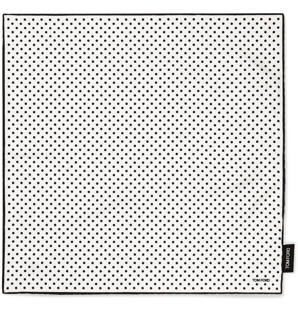 Tom Ford Polka Dot Silk Twill Pocket Square White Tom Ford