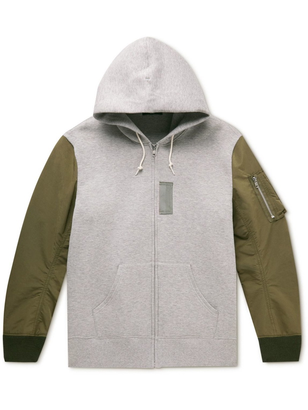 Photo: Comme des Garçons HOMME - Cotton-Jersey and Shell Zip-Up Hoodie - Gray